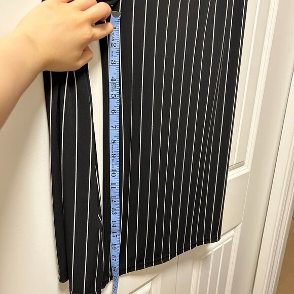 Vintage Elastic Waist Pants Black and White Stripes - Picture 9 of 10
